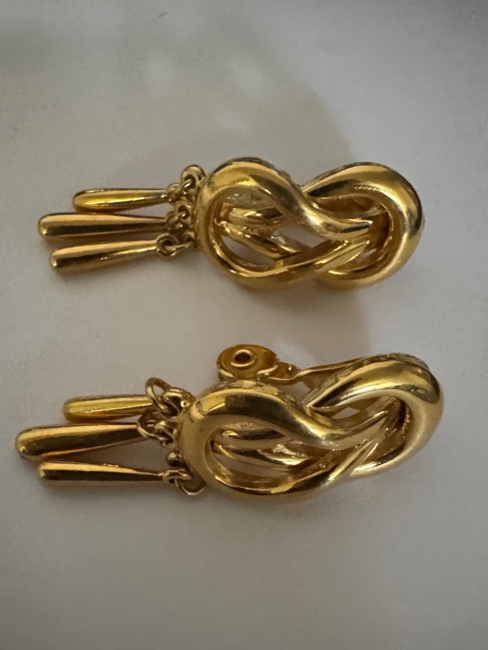 Monet | vintage gold Clip-On Earrings with tri-dangle & pendant